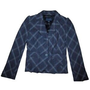 Banana Republic dark purple plaid wool blend 1 button blazer, ladies' size 0